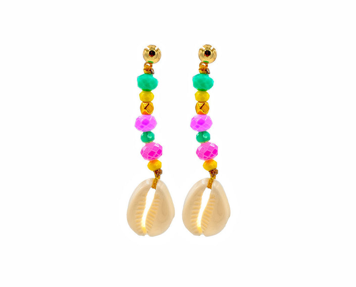 Boho Style, Sea Shell, Colourful Earrings