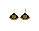 Gold Evil Eye in Black,  Hoop Earrings