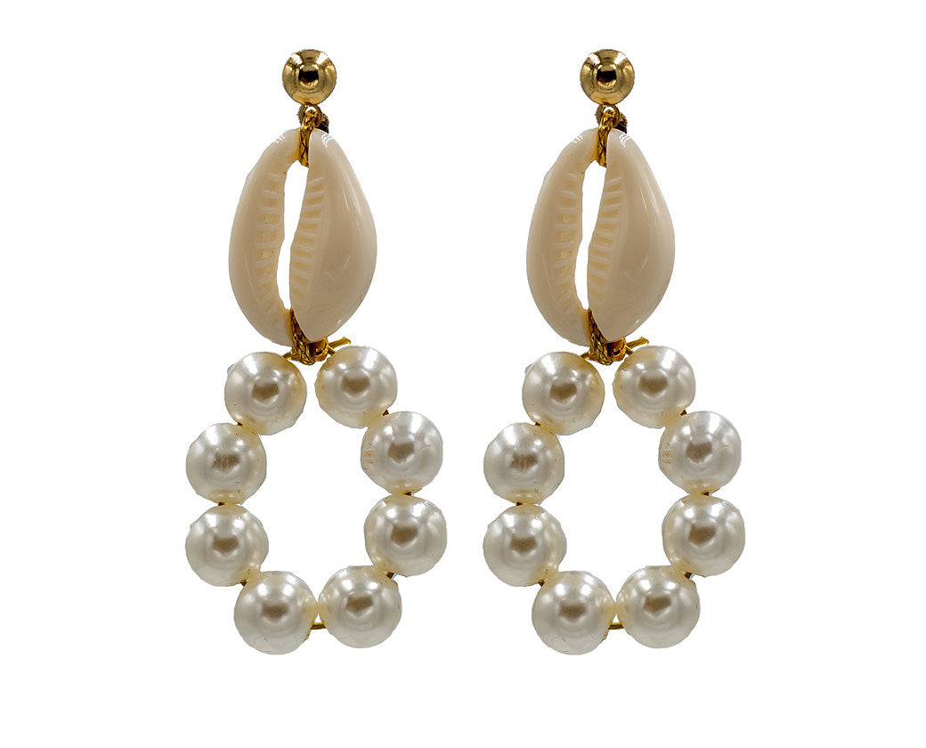 Mother of Shell, Freshwater Pearl, Hoop Earrings
