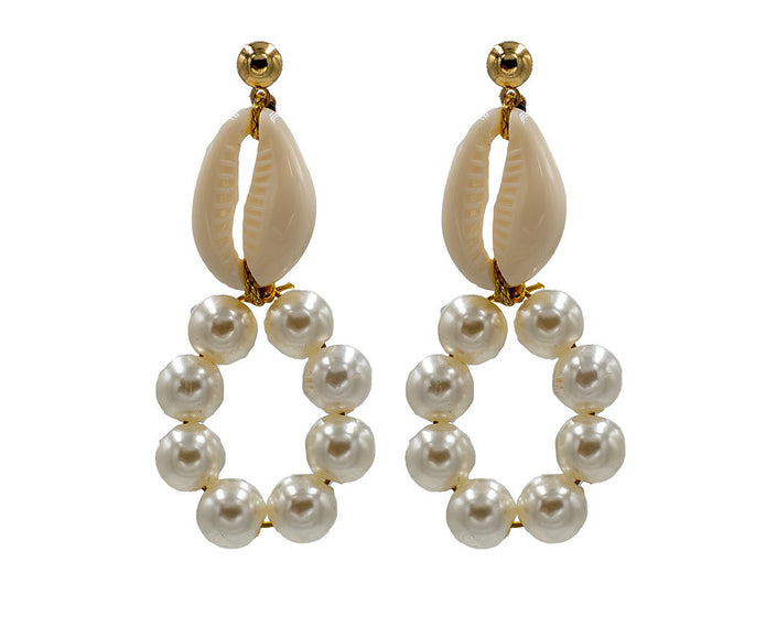 Mother of Shell, Freshwater Pearl, Hoop Earrings