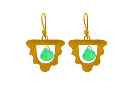 Close up of cleopatra the bohemian, earrings, in gold plated silver