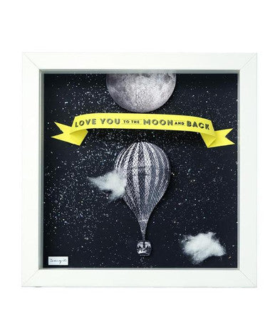 Love you to the moon, Handcrafted Artwork, Wooden Frame detail view