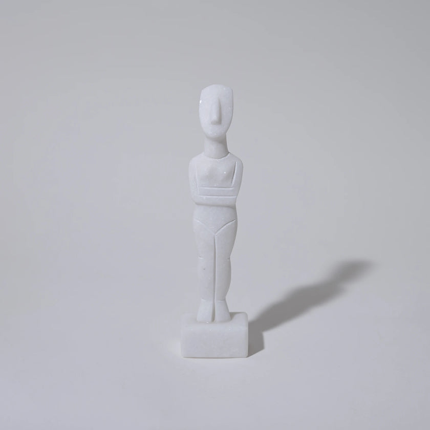 Cycladic marble figurine handmade in Naxos from authentic Naxian marble, minimalist Greek sculpture 14 cm