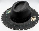 Glam Eye, Fedora, Hand-painted Hat in Black styled view