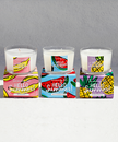 Close up of hello summer combo, set of three scented candles