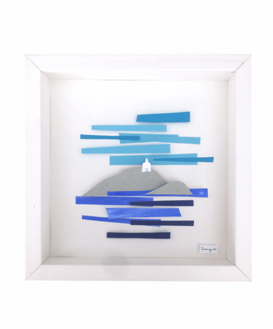 Island, Handcrafted Artwork, Wooden Frame detail view