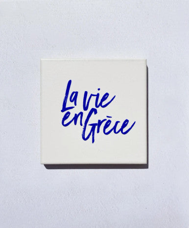 Close up of la vie en grece coaster