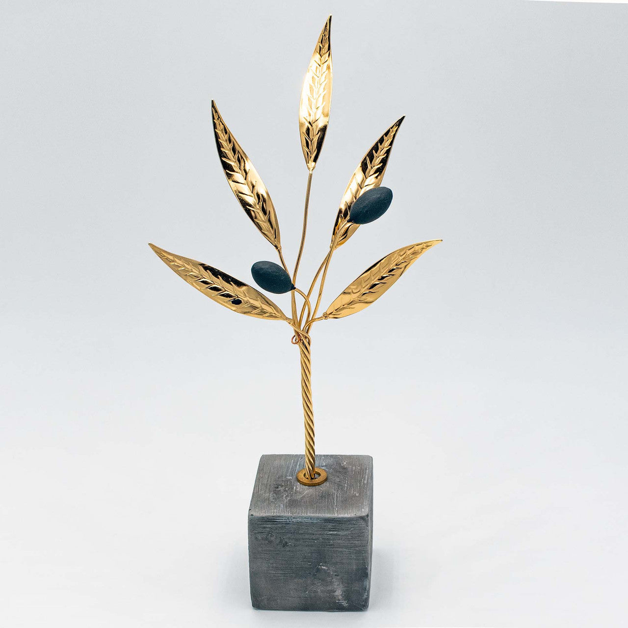 Golden Olive Branch in Black, Handcrafted