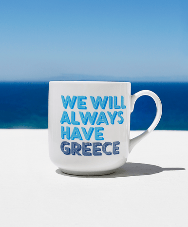 Close up of memories greece coffee ceramic mug
