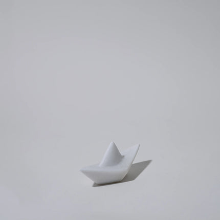 Cycladic Naxos Marble Boat Origami Sculpture