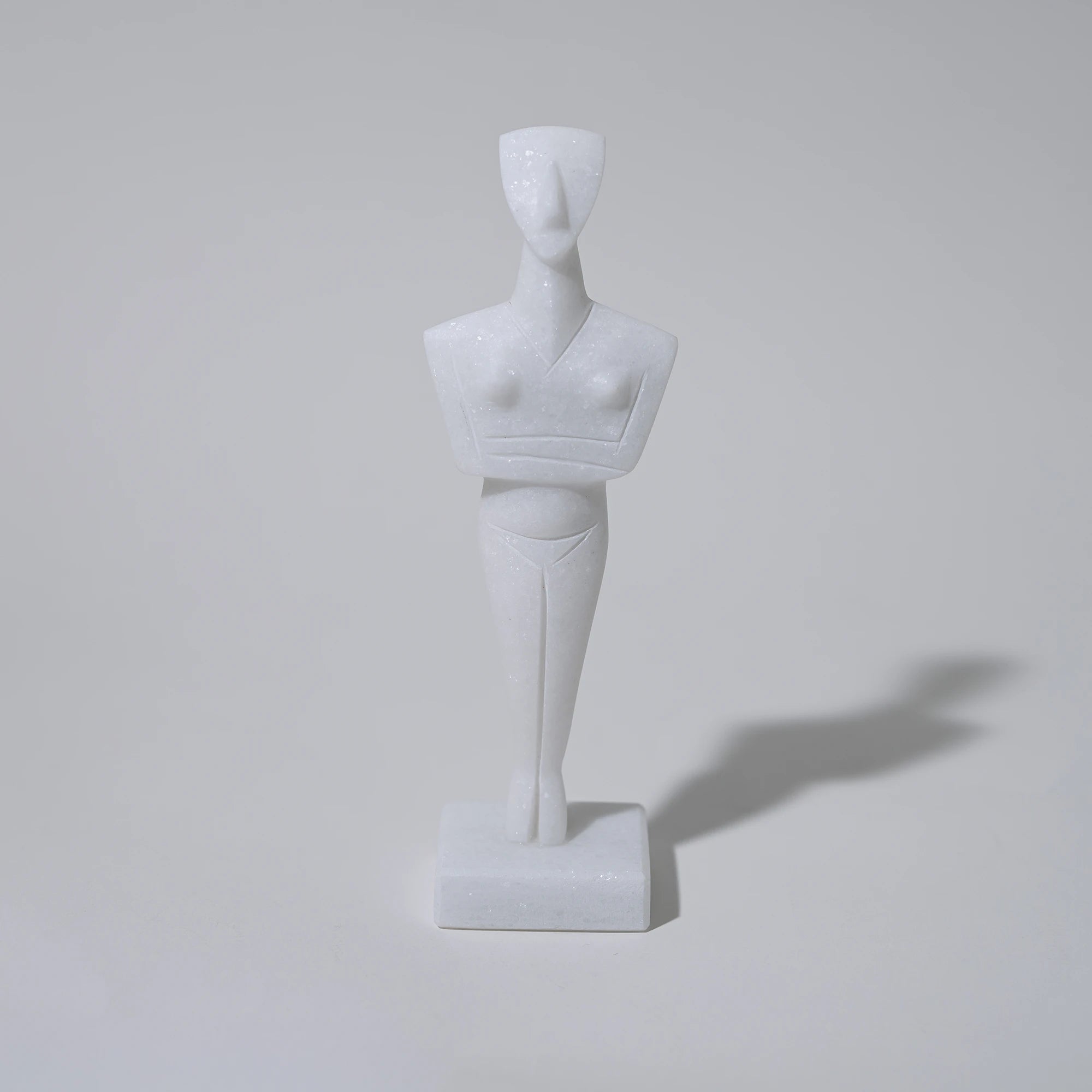 Cycladic marble female figurine sculpture handmade in Naxos from authentic Naxos marble