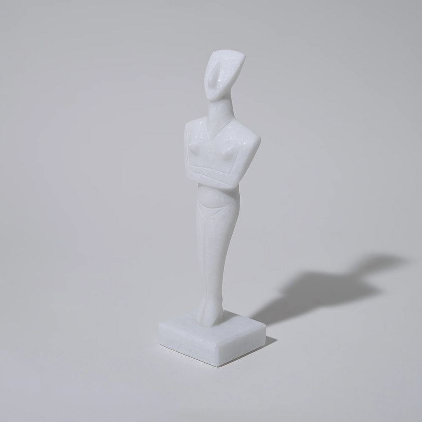 Cycladic Marble Female Figurine Sculpture – Handmade in Naxos from Authentic Naxian Marble