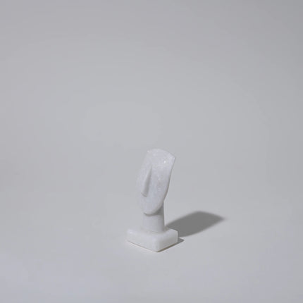 Close up of mini cycladic marble head sculpture 7cm