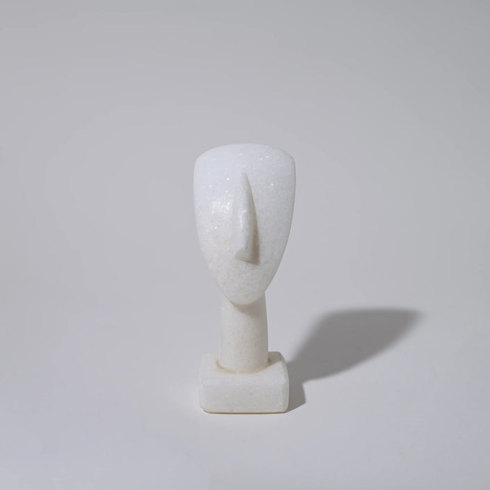 Small Cycladic marble head sculpture handmade in Naxos from authentic Naxos marble