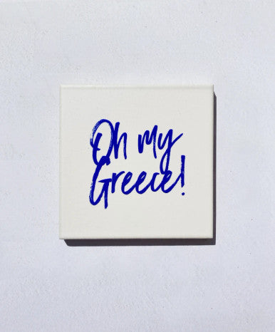 Close up of oh my greece coaster