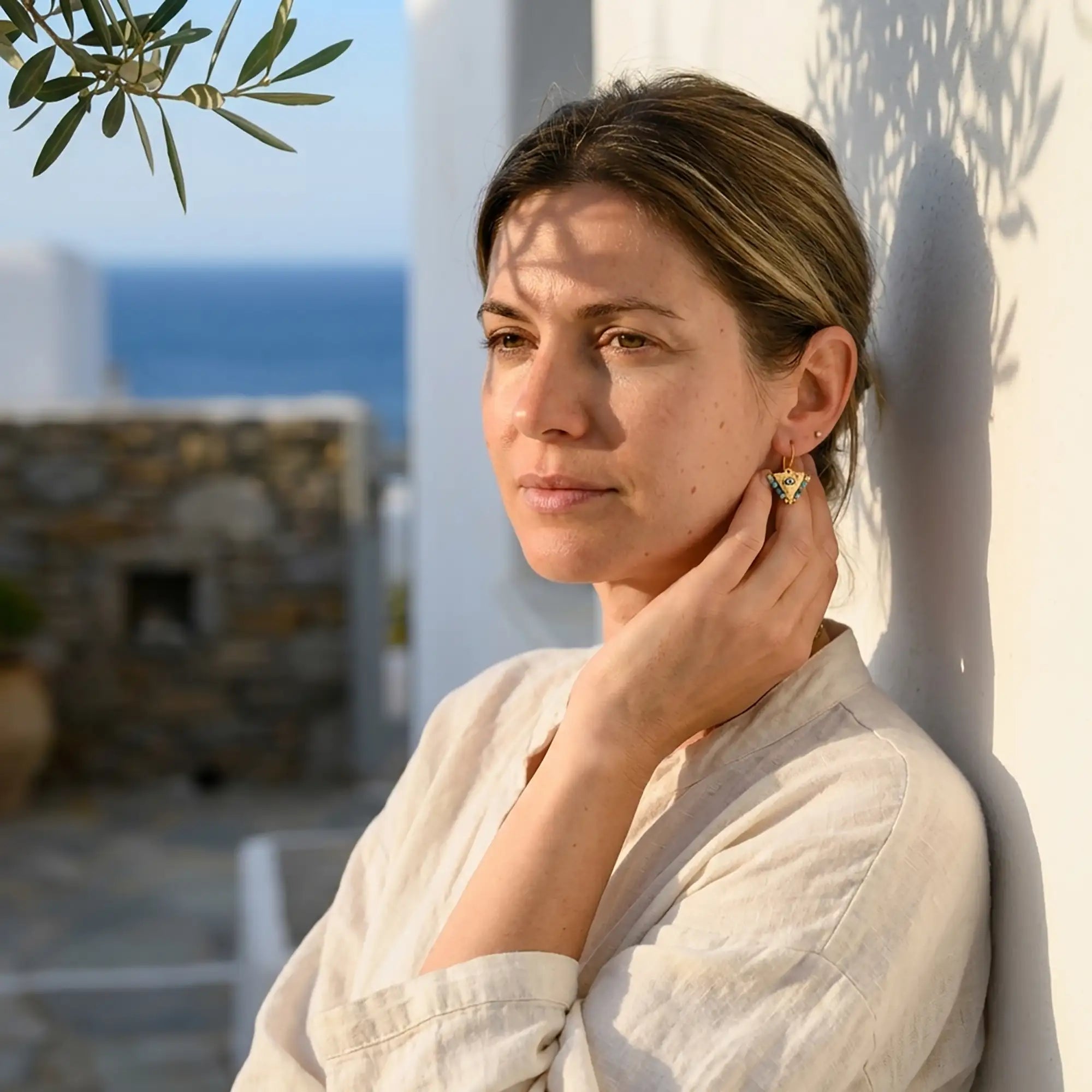 Naxos Blue Fylachto Earrings Small styled view