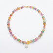 Drosia colourful stone chip necklace with freshwater pearl flat lay