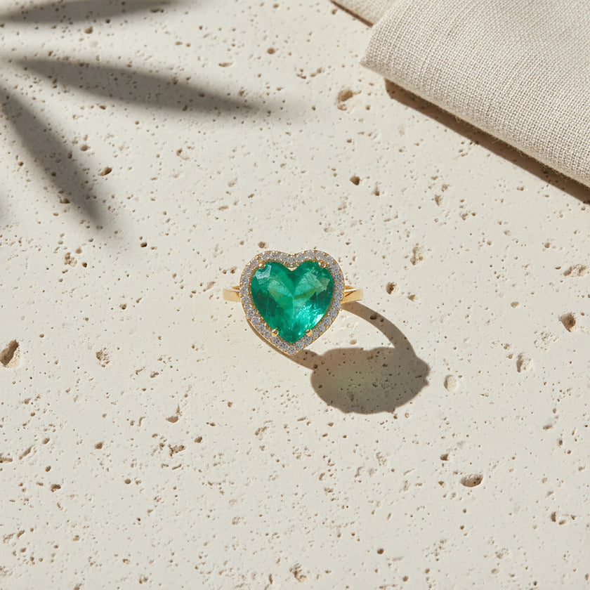 Kardia Aegean Teal Heart Ring styled view