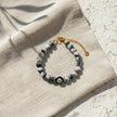 Handmade marbled stone bead bracelet with Murano glass daisy centrepiece, Naxos