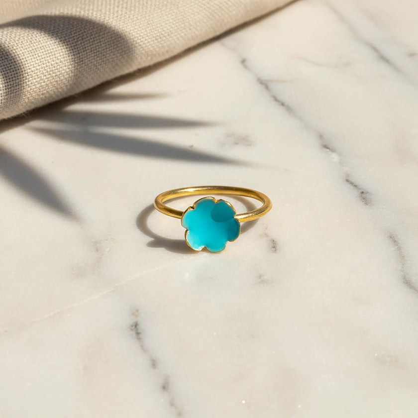 Petrol Green Flower Ring styled view
