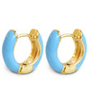 Close up of pop creole earrings in light blue
