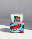 Close up of hello summer  watermelon scented candle